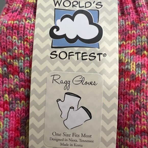 World's Softest Fingerless Women's Gloves Weekend Collection.Pink with Gray Trim - Picture 2 of 3